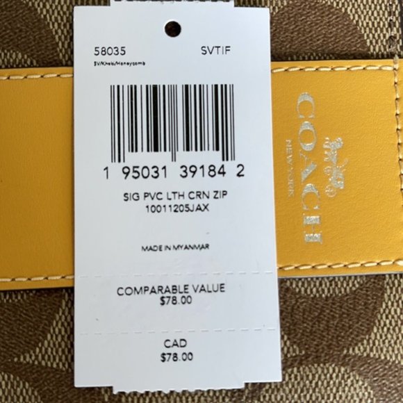 COACH Signature PVC Leather Corner Zip Wristlet - Picture 13 of 16